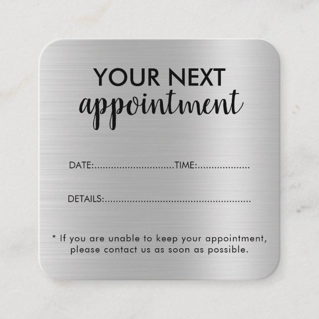 Luxury Silver Glitter Salon Supplies Appointment Card (Front)