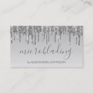 Luxury Silver Glitter Sparkle Microblading Business Card