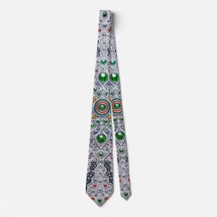 Luxury Silver Kaleidoscope Tie – Gemstone Pattern