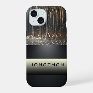 Luxury silver liquid drip iPhone 15 case