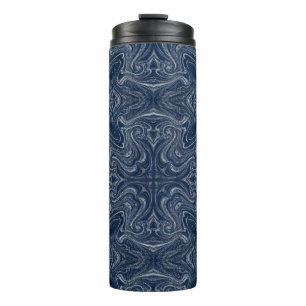 Luxury Silver Liquid Marble Symmetrical Thermal Tumbler
