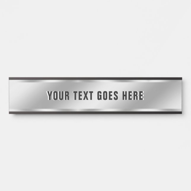 Luxury Silver Look Custom Text Template Room Name Door Sign (Front)