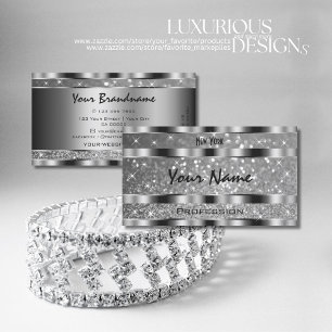 Luxury Silver Luminous Glitter Stars Chic Fancy Business Card