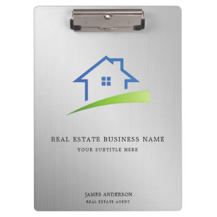 Luxury Silver Metallic Real Estate Agent Business Clipboard