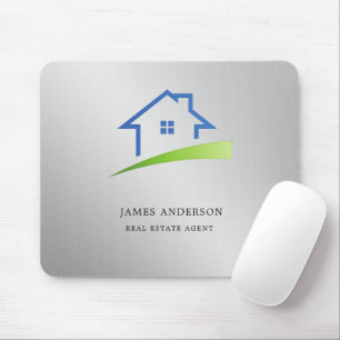 Luxury Silver Metallic Real Estate Agent Business Mouse Mat