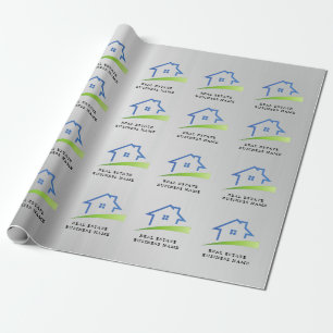 Luxury Silver Metallic Real Estate Agent Business Wrapping Paper