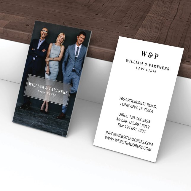 Luxury Silver Minimal Professional Photo Monogram Business Card (Creator Uploaded)