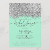 Luxury Silver Mint Glitter Confetti Bridal Shower