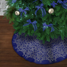 LUXURY SILVER & NAVY BLUE CHRISTMAS DAMASK CLASSY 