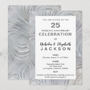 Luxury Silver on Pearl 25th Anniversary Party Invitation