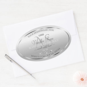 Luxury Silver Product Label Diamonds Monogram Logo