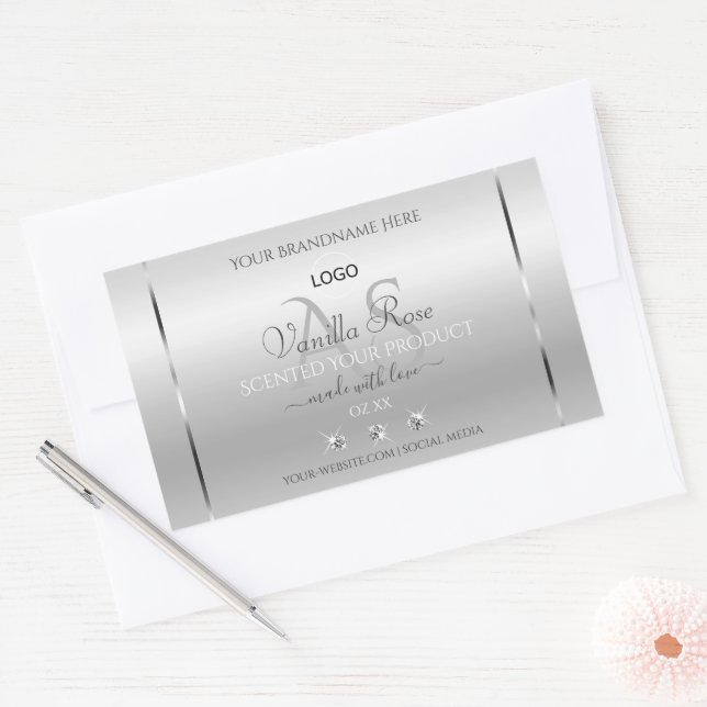 Luxury Silver Product Label Diamonds Monogram Logo (Envelope)