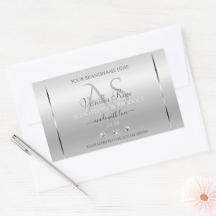 Luxury Silver Product Labels Diamonds and Monogram