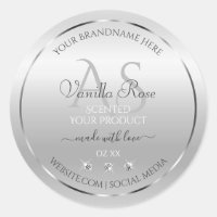 Luxury Silver Product Labels Diamonds and Monogram
