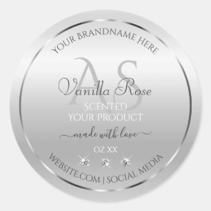 Luxury Silver Product Labels Diamonds and Monogram