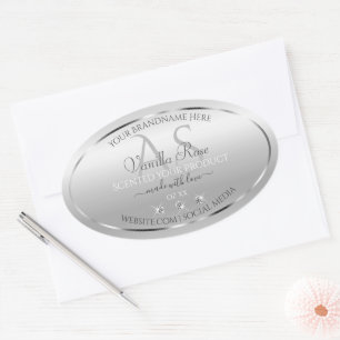 Luxury Silver Product Labels Diamonds and Monogram