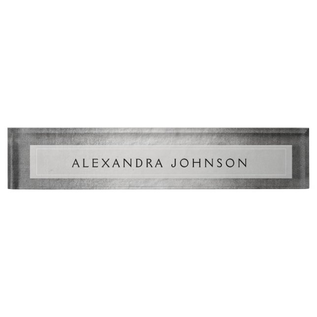 Luxury Silver Professional Foil Modern Nameplate (Front)
