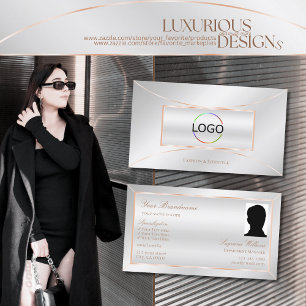 Luxury Silver Rose Gold Decor with Logo and Photo Business Card