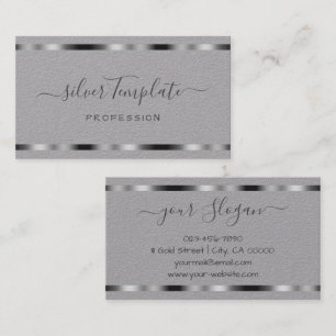 Luxury Silver Signature Handlettering Font Chic Business Card