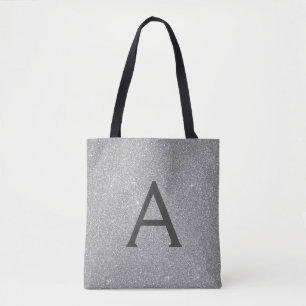 Luxury Silver Sparkle Elegant Monogram Book Bag