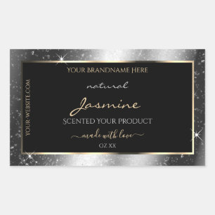 Luxury Silver Sparkle Glitter Frame Product Label