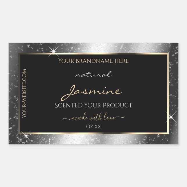 Luxury Silver Sparkle Glitter Frame Product Label (Front)
