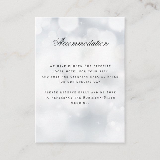 Luxury Silver Wedding Accommodation Details Enclosure Card (Front)