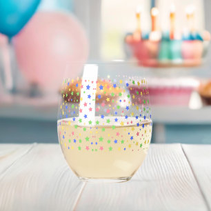 Luxury Simple colourful Stars girl Seamless Patter Stemless Wine Glass
