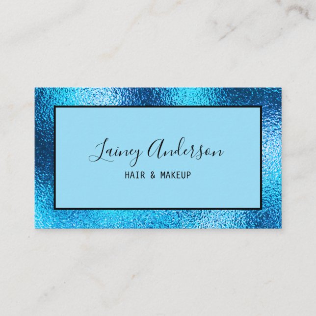Luxury simple Trendy faux blue metallic foil  Business Card (Front)