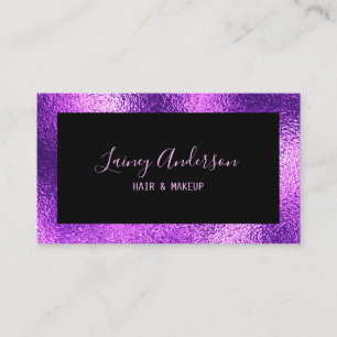Luxury simple Trendy faux metallic purple foil Business Card