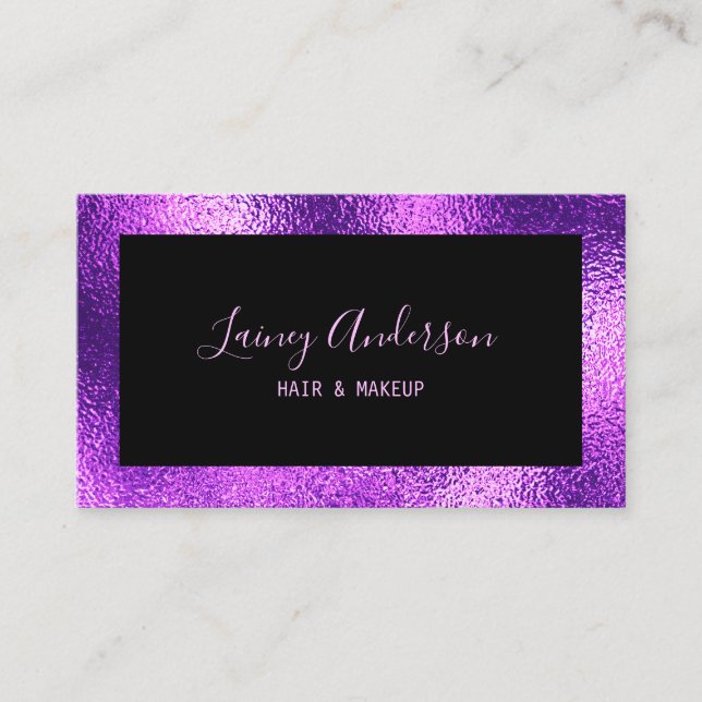 Luxury simple Trendy faux metallic purple foil Business Card (Front)