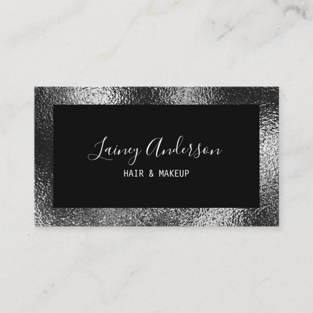 Luxury simple Trendy faux metallic silver foil  Business Card (Front)
