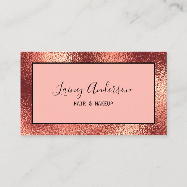 Luxury simple Trendy faux rose gold foil texture  Business Card (Front)