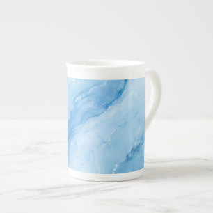 Luxury Sky Blue Marble Abstract Bone China Mug