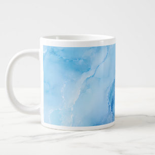 Luxury Sky Blue Marble Abstract Large Coffee Mug