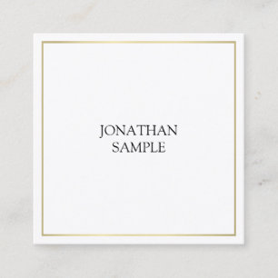 Luxury Sleek Elite Design Trendy Gold Plain Modern Square Business Card