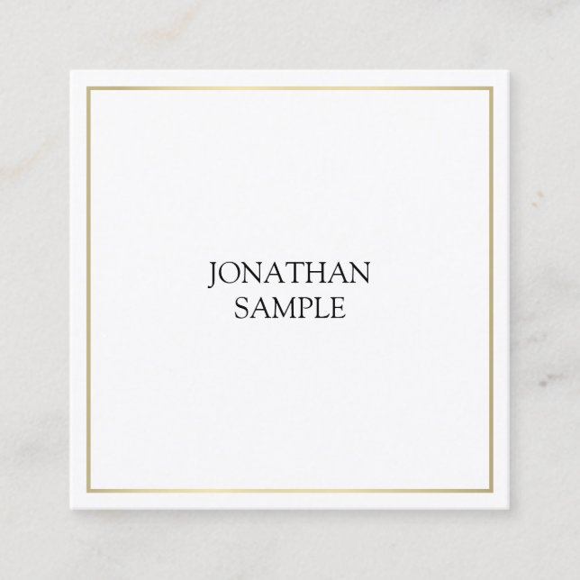 Luxury Sleek Elite Design Trendy Gold Plain Modern Square Business Card (Front)