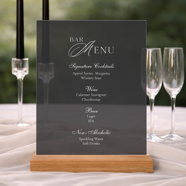 Luxury Smoked Acrylic Bar Menu Sign (Creator Uploaded)