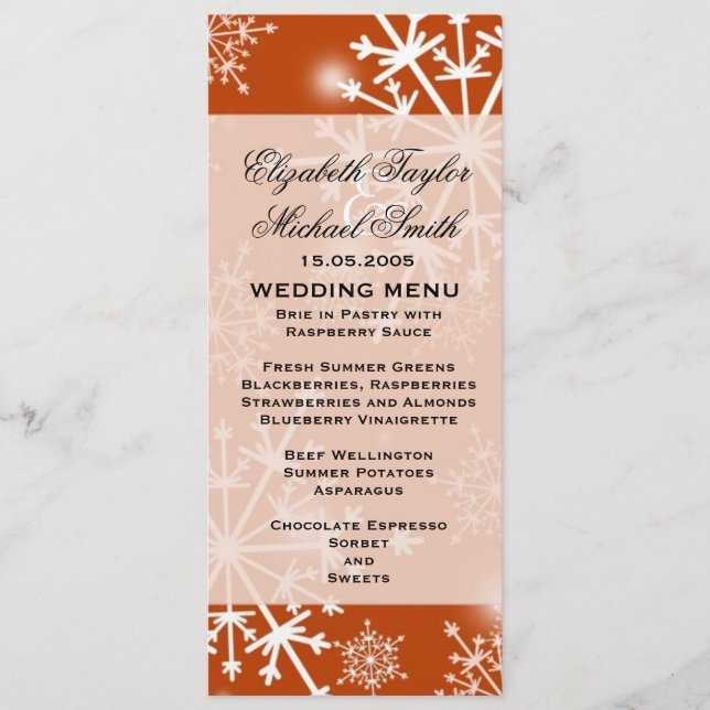 Luxury Snowflakes Winter Holiday Menu (Front)