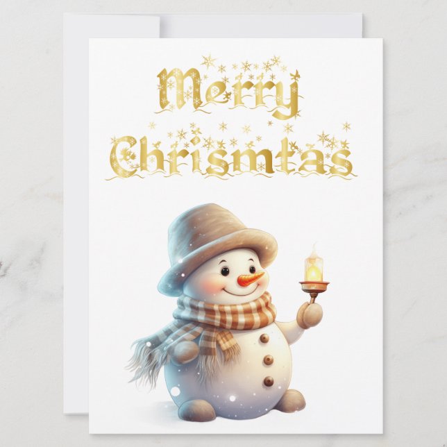  Luxury Snowman Christmas Flat Card (Front)