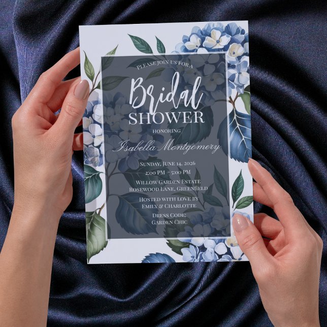 Luxury Soft Blue Hydrangea Bridal Shower Invitation (Luxury Soft Blue Hydrangea Bridal Shower Invitations
)