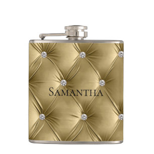 Luxury Soft Gold Faux Velvet Bridesmaid Hip Flask