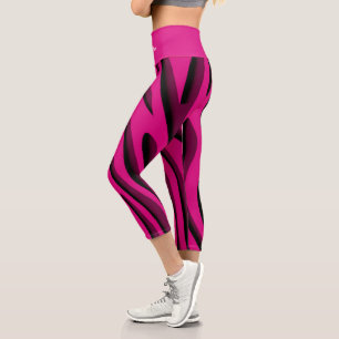 Luxury Soft Pink 3D Zebra Wave Capri Leggings
