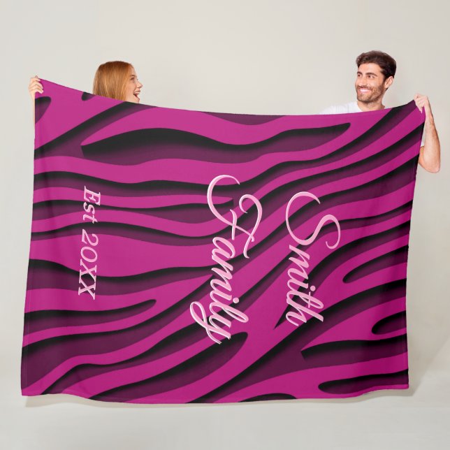 Luxury Soft Pink 3D Zebra Wave Fleece Blanket (In Situ)