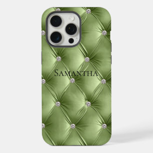 Luxury Soft Warm Sage Green Faux Velvet  iPhone 15 Pro Max Case
