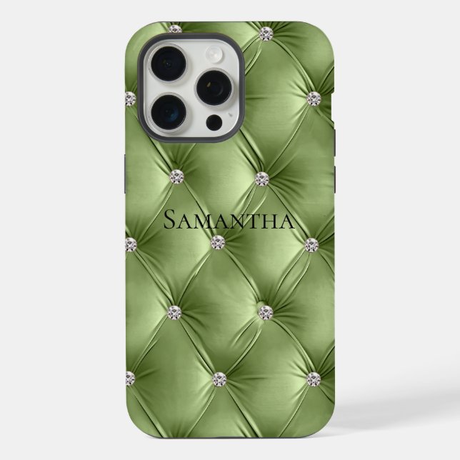 Luxury Soft Warm Sage Green Faux Velvet  iPhone Case (Back)