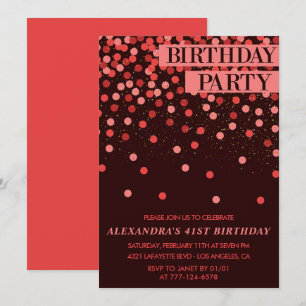Luxury Sparkle Glitter Confetti 41st birthday Invitation