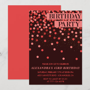 Luxury Sparkle Glitter Confetti 43rd birthday Invitation
