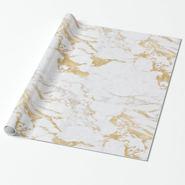 Luxury Sparkle Gold Foil Marble Wrapping Paper (Unrolled)
