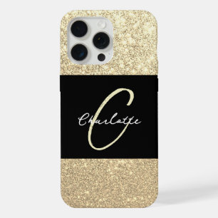 Luxury Sparkle Gold Glitter Name iPhone 15 Pro Max Case